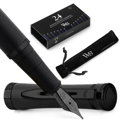 Wordsworth & Black Fountain Pen Set for Writing, Extra Fine Nib,Silver