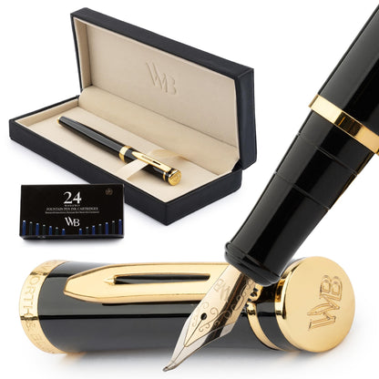 Wordsworth & Black Luxury Fountain Pen Set for Writing, Medium Nib, Black