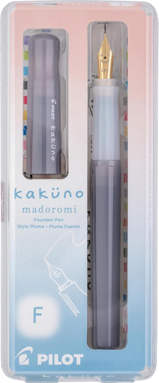 PILOT Kakuno Madoromi Fountain Pen - Nimbus Gray Barrel, Fine Nib