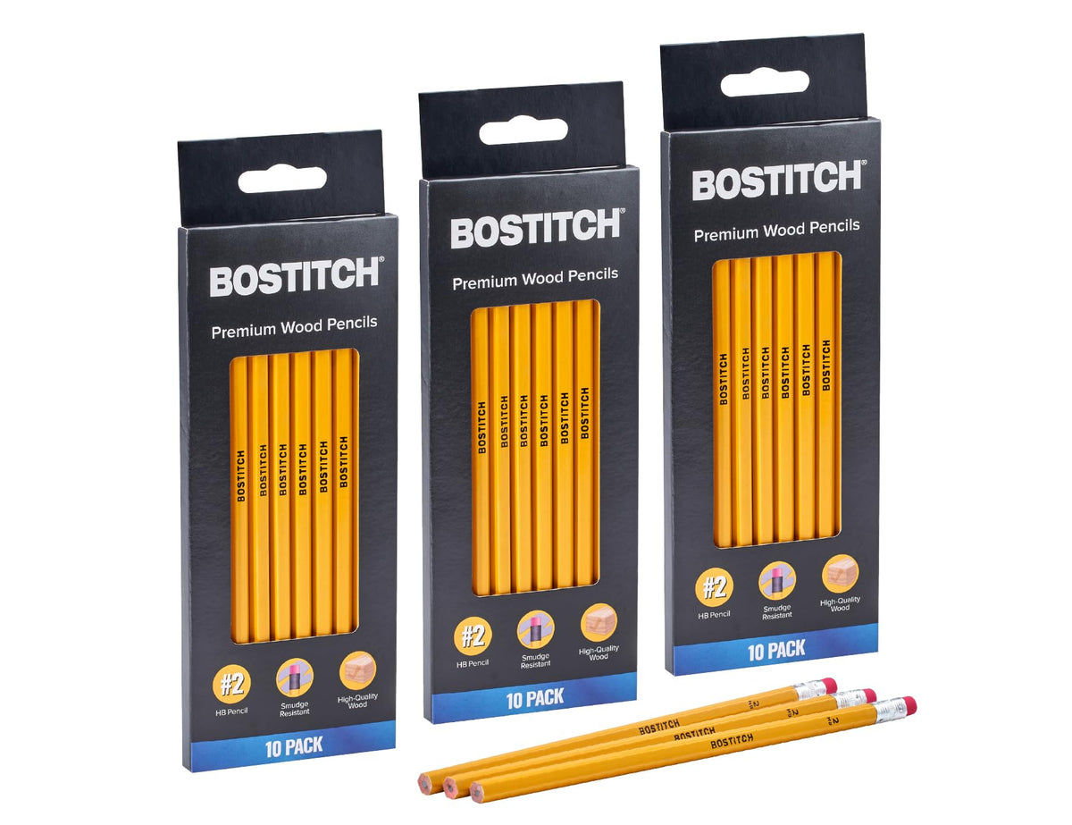 Bostitch Premium #2 Pencils, Premium Wood, Unsharpened, HB Graphite, 10-Pack
