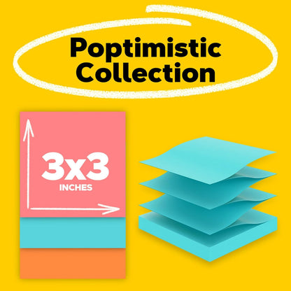 Post-it pop-up Notes, 3 x 3 in, Poptimistic Collection, 18 Pads