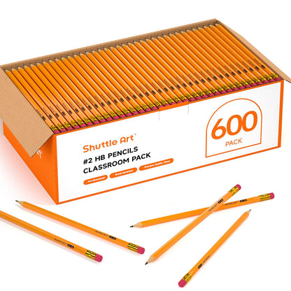 Shuttle Art Wood-Cased #2 HB Pencils, 1000 Pack Sharpened Yellow Pencils with Erasers, Bulk Pack Graphite Pencils for School and Teacher Supplies, Writing, Drawing and Sketching