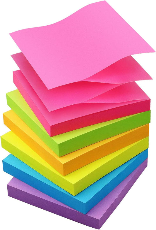 OSBOO Sticky Notes 3x3 Pop Up with 6 Bright Colors, 100 Sheets/Pad