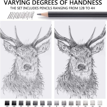MARKART Drawing Sketching Pencils Set, 14 Pieces, Graphite Pencil(12B - 4H)