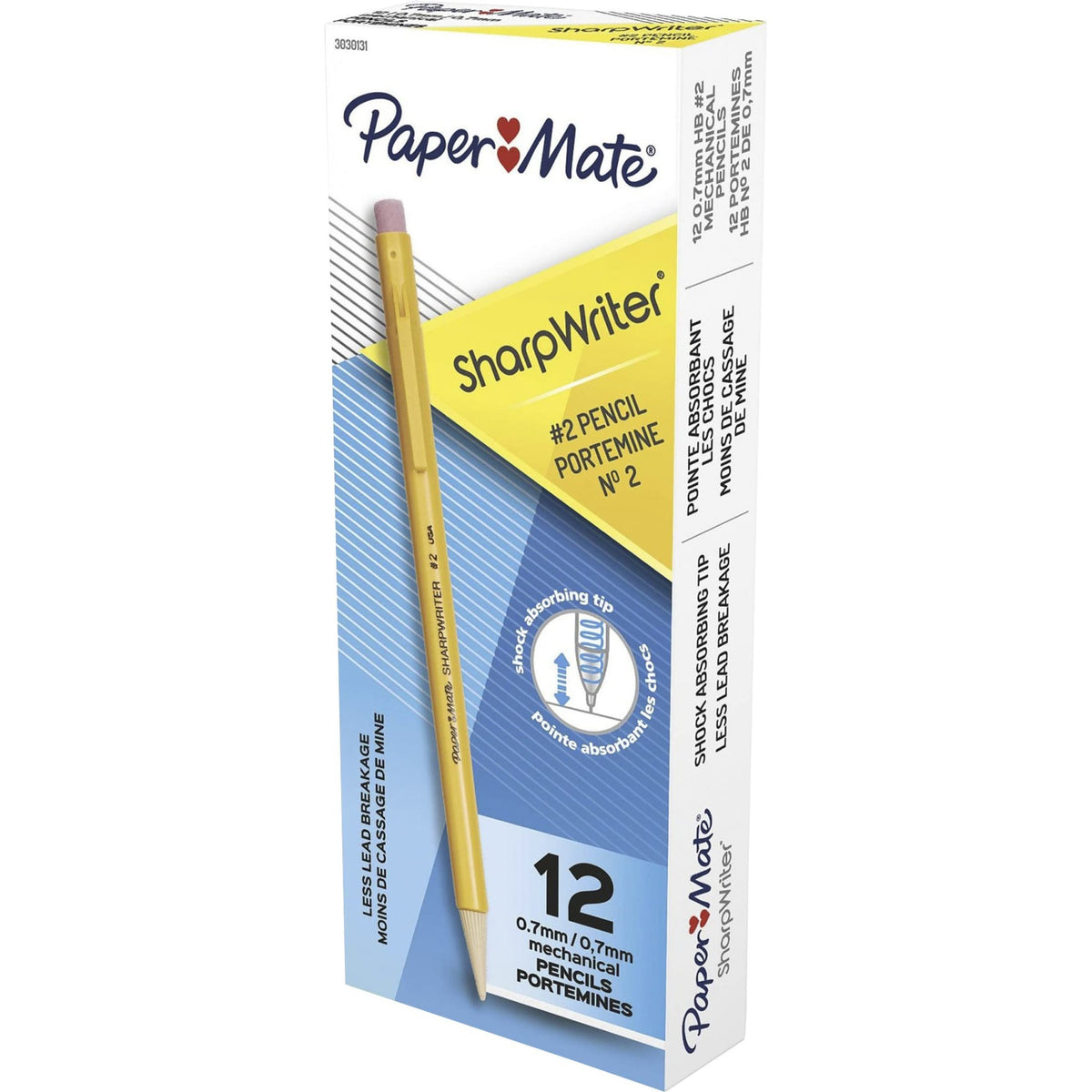 Paper Mate SharpWriter Mechanical Pencils, 0.7mm, HB #2, Yellow, 12 Count