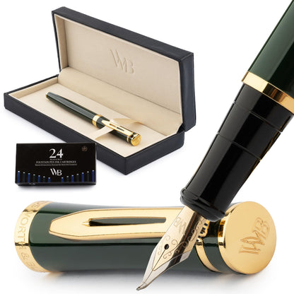 Wordsworth & Black Luxury Fountain Pen Set for Writing, Medium Nib, Black