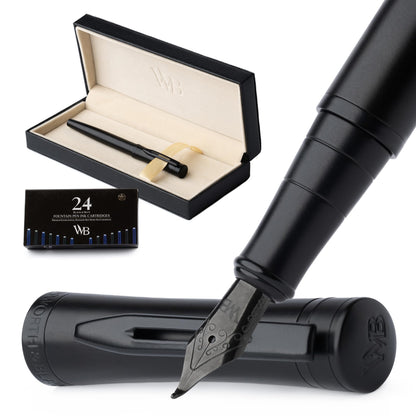 Wordsworth & Black Luxury Fountain Pen Set for Writing, Medium Nib, Black