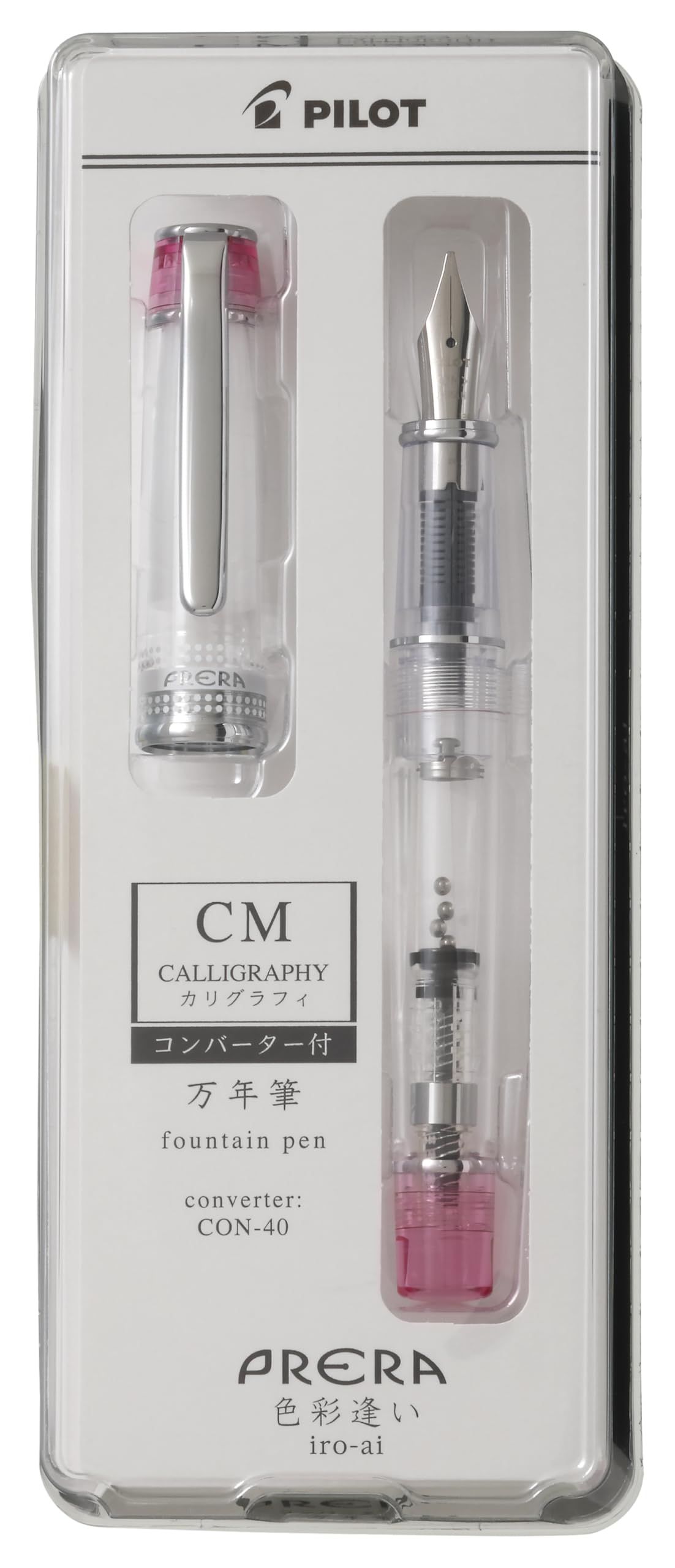PILOT PRERA Fountain Pen, Color Matching, CM Calligraphy, Transparent Black, PFPR1TBCM