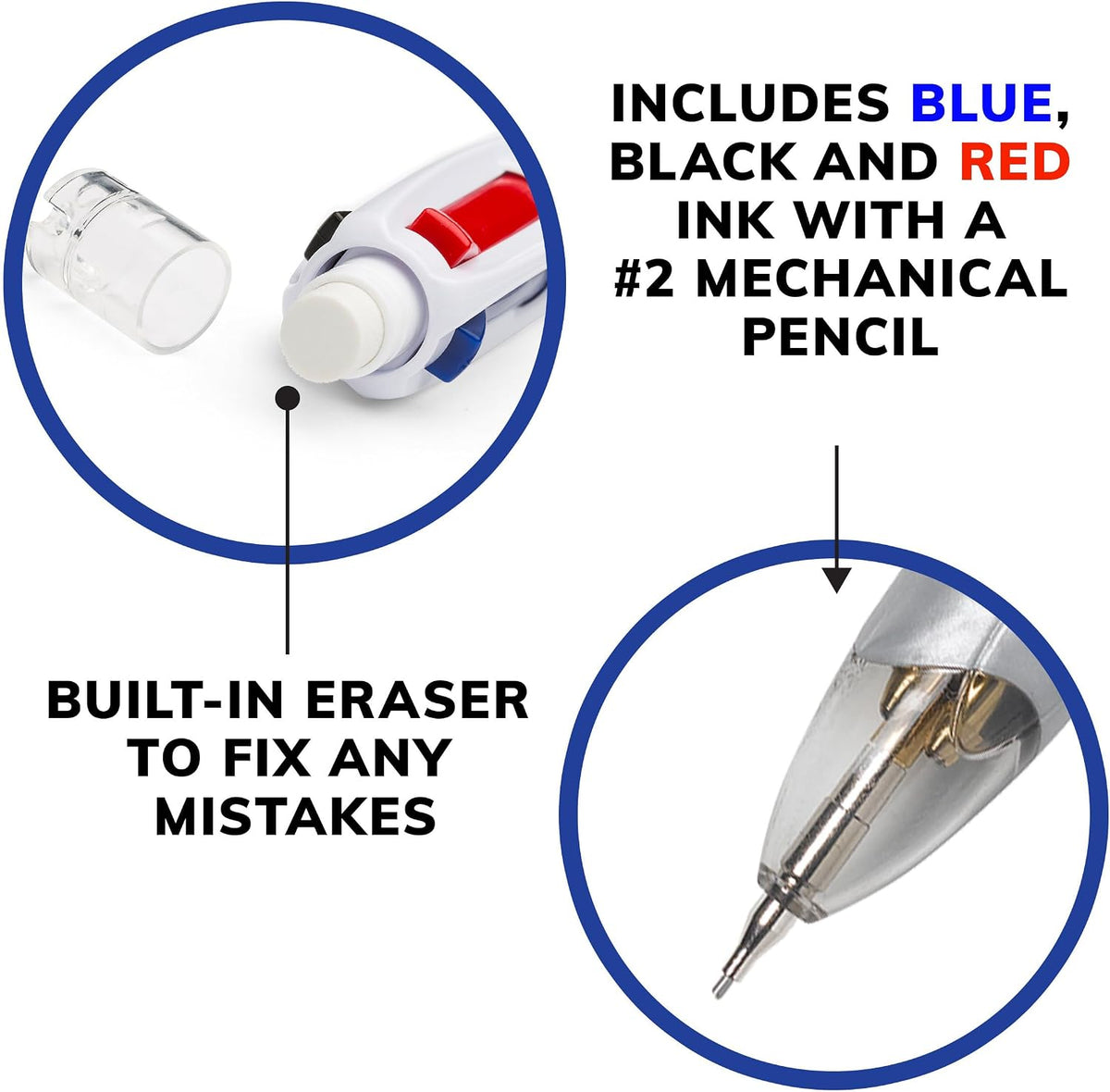 BIC 4-Color 3+1 Retractable Ballpoint Pen, 0.7 mm Pencil, 1 Count