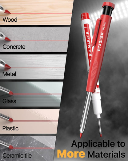 STAGEEK 2.8mm Carpenter Pencils with Sharpener, 2-Pack, Storage Case