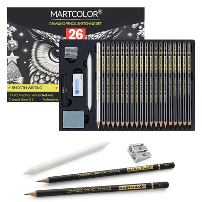 MARTCOLOR Drawing Sketching Pencils Set, 12 Pack Graphite Pencils(14B - 2H)