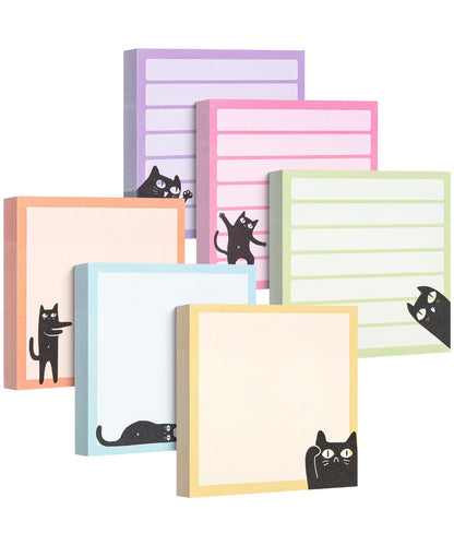 Mr. Pen- Black Cat Sticky Notes Set, 3" x 3", 6 Pads, 480 Sheets | Black Cat Sticky Notes, Memo Pads, Self-Stick Note Pad for Office, School, Home, Study & Organization
