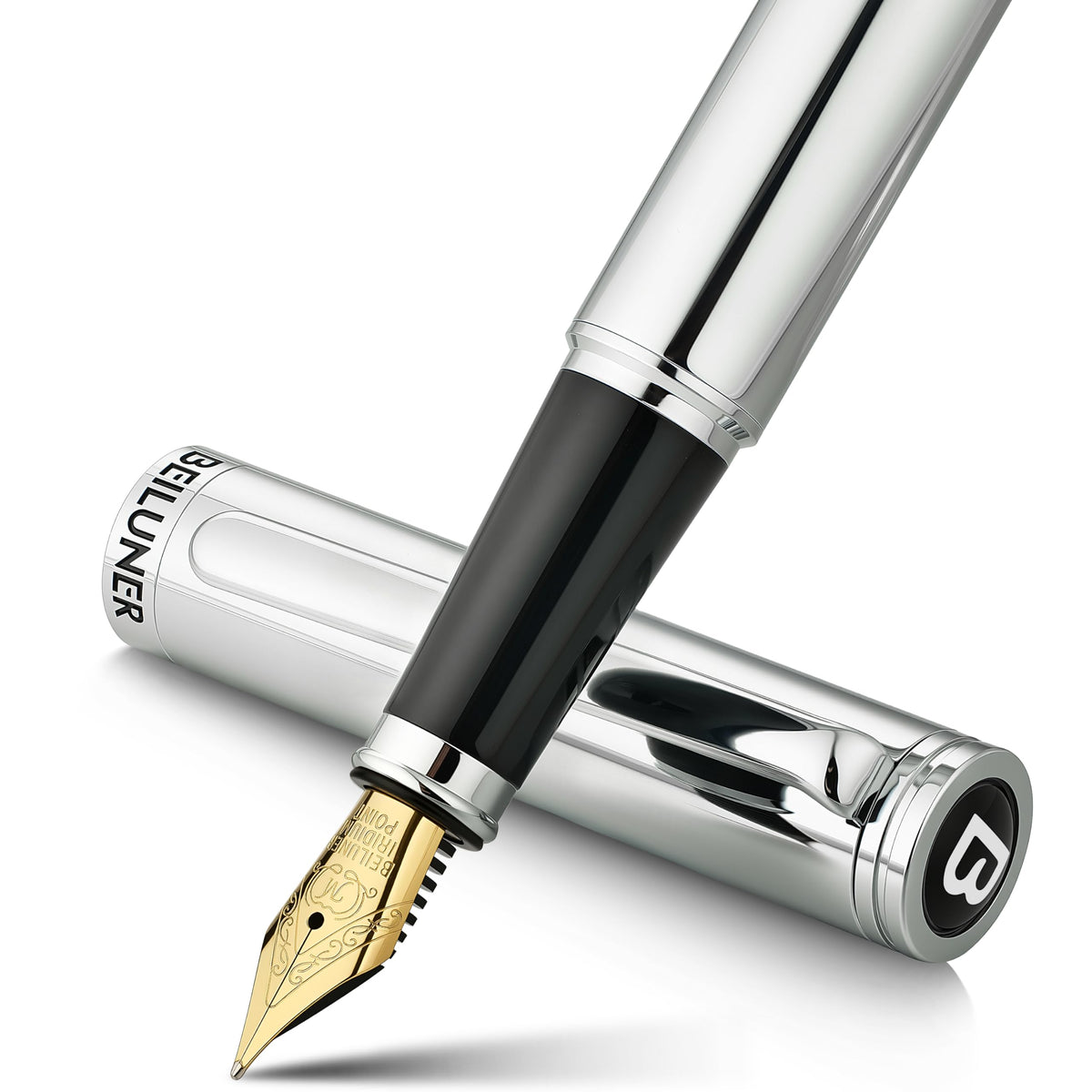 BEILUNER Blue Fountain Pen,Stunning Luxury Pens with 24K Gold Finish, Gorgeous 24K Gilded Nib(Fine), Trustworthy Pen Gift for Men&Women -Ink Converter-Elegant, Graduation,Nice Pen for Writing