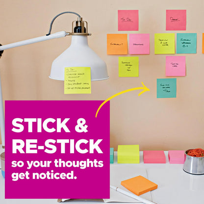 Post-it Super Sticky Notes, 4 x 4 in, Canary Yellow, 6 Lined Pads
