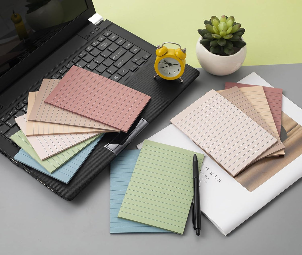 (12 Pack) Lined Sticky Notes 4x6 in,Vintage Large Notepads with Lines