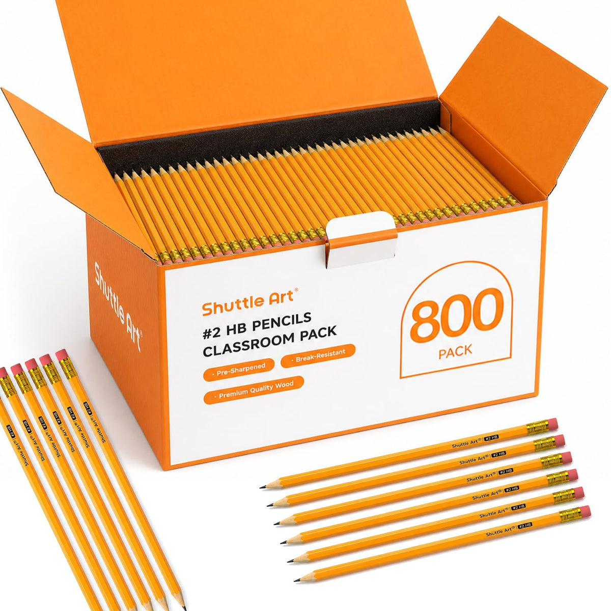 Shuttle Art Wood-Cased #2 HB Pencils, 1000 Pack Sharpened Yellow Pencils with Erasers, Bulk Pack Graphite Pencils for School and Teacher Supplies, Writing, Drawing and Sketching