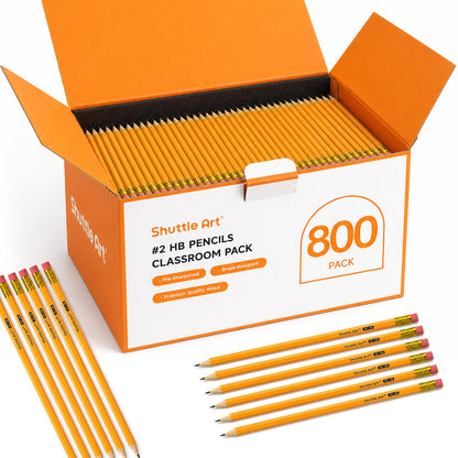 Shuttle Art Wood-Cased #2 HB Pencils, 1000 Pack Sharpened Yellow Pencils with Erasers, Bulk Pack Graphite Pencils for School and Teacher Supplies, Writing, Drawing and Sketching