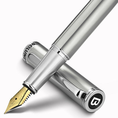 BEILUNER Luxury Fountain Pen Set,Solid 24K Gilded(Medium)-Charming Blue