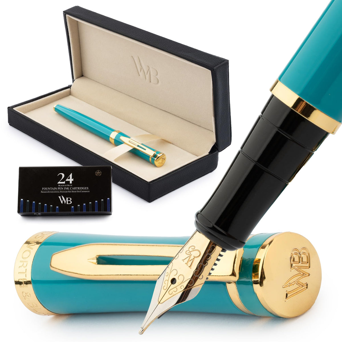 Wordsworth & Black Luxury Fountain Pen Set for Writing, Medium Nib, Black