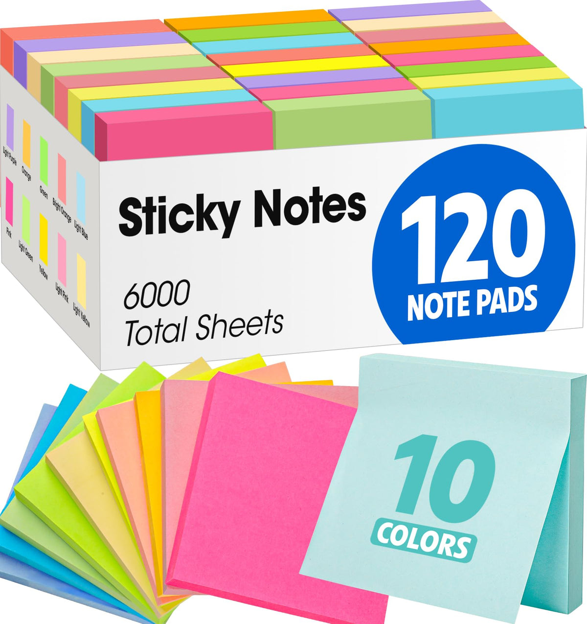 150 Pads Sticky Notes 3x3, Self-Stick Pads Bulk Bright Colors, School Supplies, Office Products, 50 Sheet/Pad