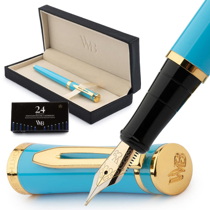 Wordsworth & Black Luxury Fountain Pen Set for Writing, Medium Nib, Black