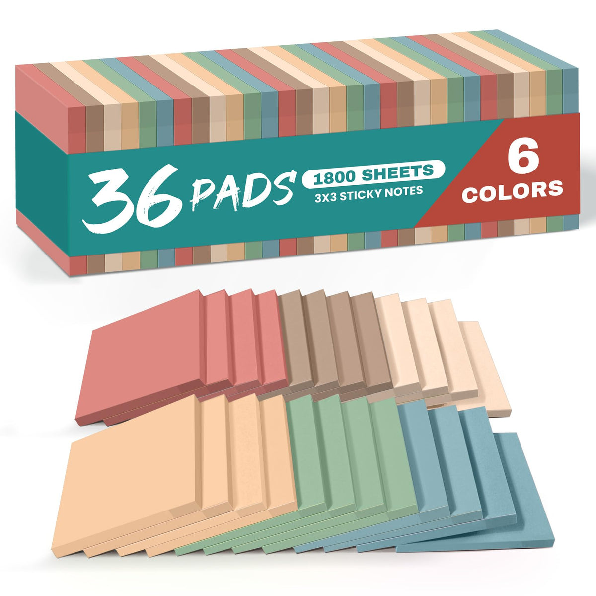 Taja 36 Pads Sticky Notes, 3x3 Inch, Aesthetic Self-Stick Notes, Vintage