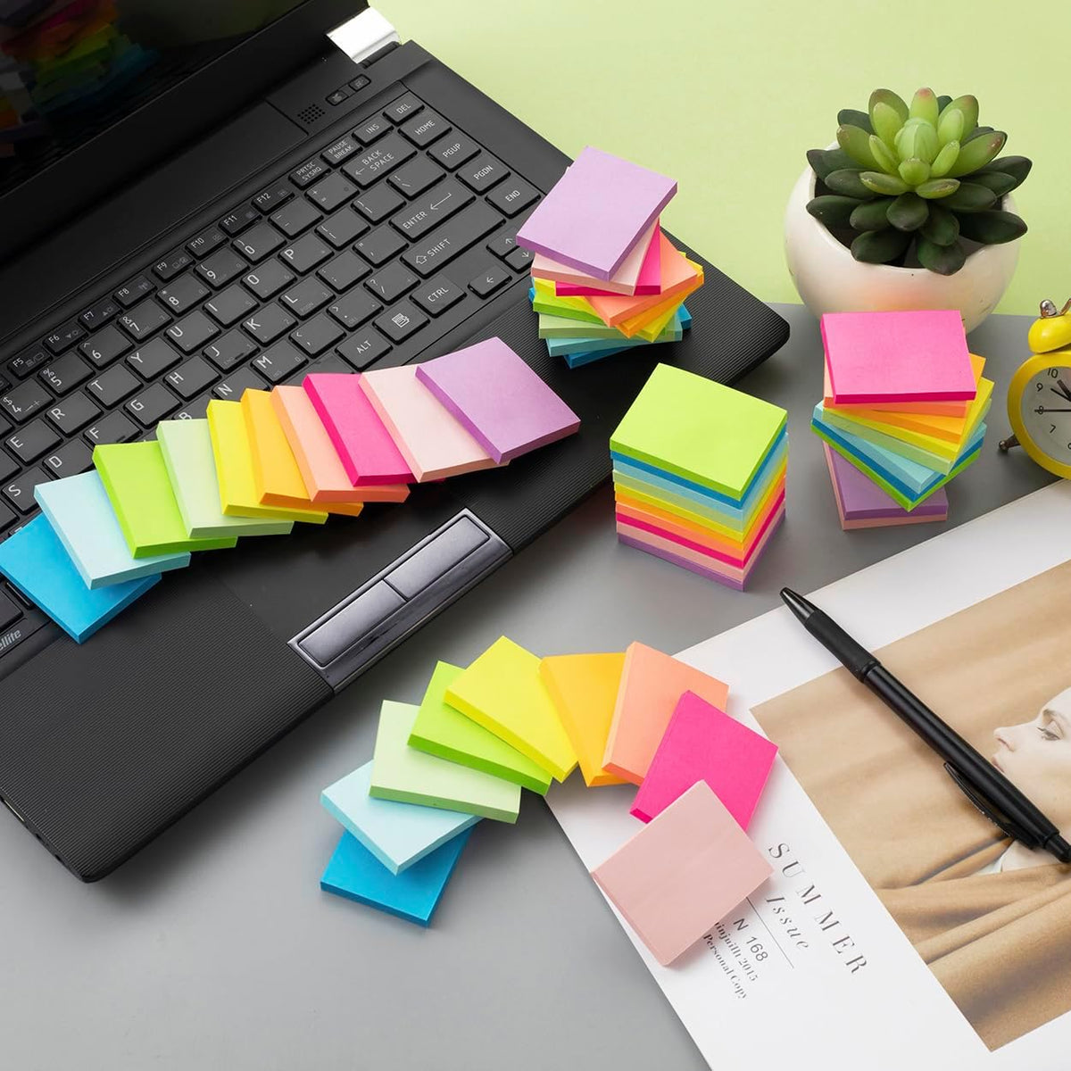 (50 Pads) Sticky Notes 1.5x2, 10 Colors Self Sticky Notes, Sticky Pads