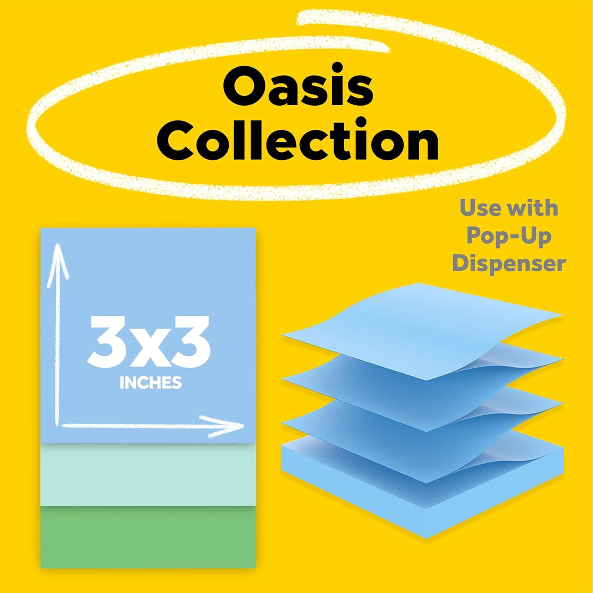 Post-it Recycled Super Sticky Pop-Up Notes, 3" x 3", 18 Pads/Pk