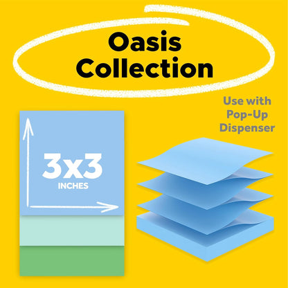 Post-it Recycled Super Sticky Pop-Up Notes, 3" x 3", 18 Pads/Pk