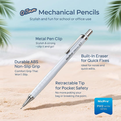 Nicpro Cute Mechanical Pencil Set, 4PCS 0.7mm Pastel Drafting Pencils