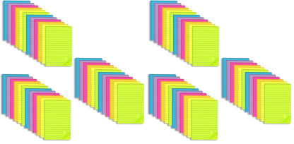 (12 Pack) Lined Sticky Notes 4x6 in,Bright Large Notepads with Lines