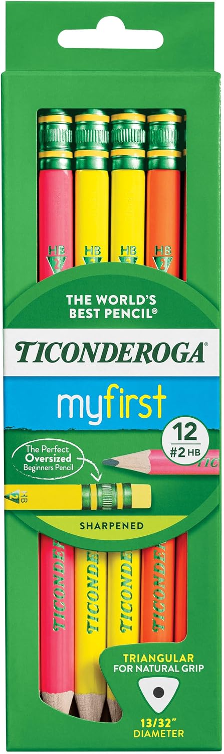 Ticonderoga My First Tri-Write Wood-Cased Pencils, Pre-Sharpened