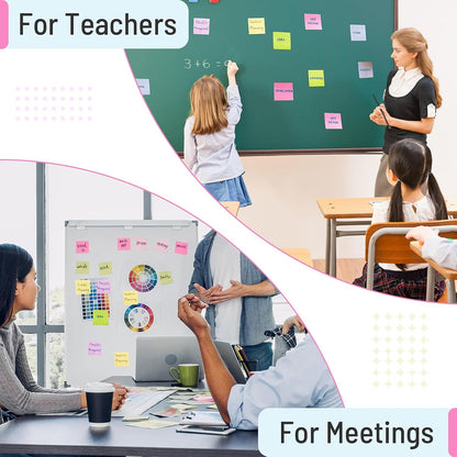 Sticky Notes 3x3 in, 8 Pastel Self-Stick Pads, 800 Sheets for School Office