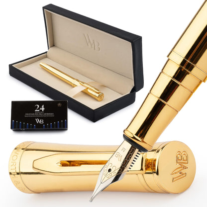 Wordsworth & Black Luxury Fountain Pen Set for Writing, Medium Nib, Black