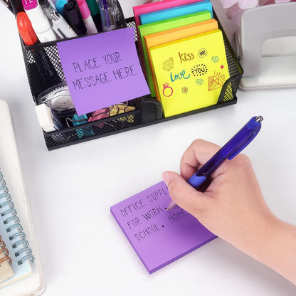 Sticky Notes 3x3 Inch, 6 Pack, Bright Colors, 100 Sheets/Pad, 600 Total