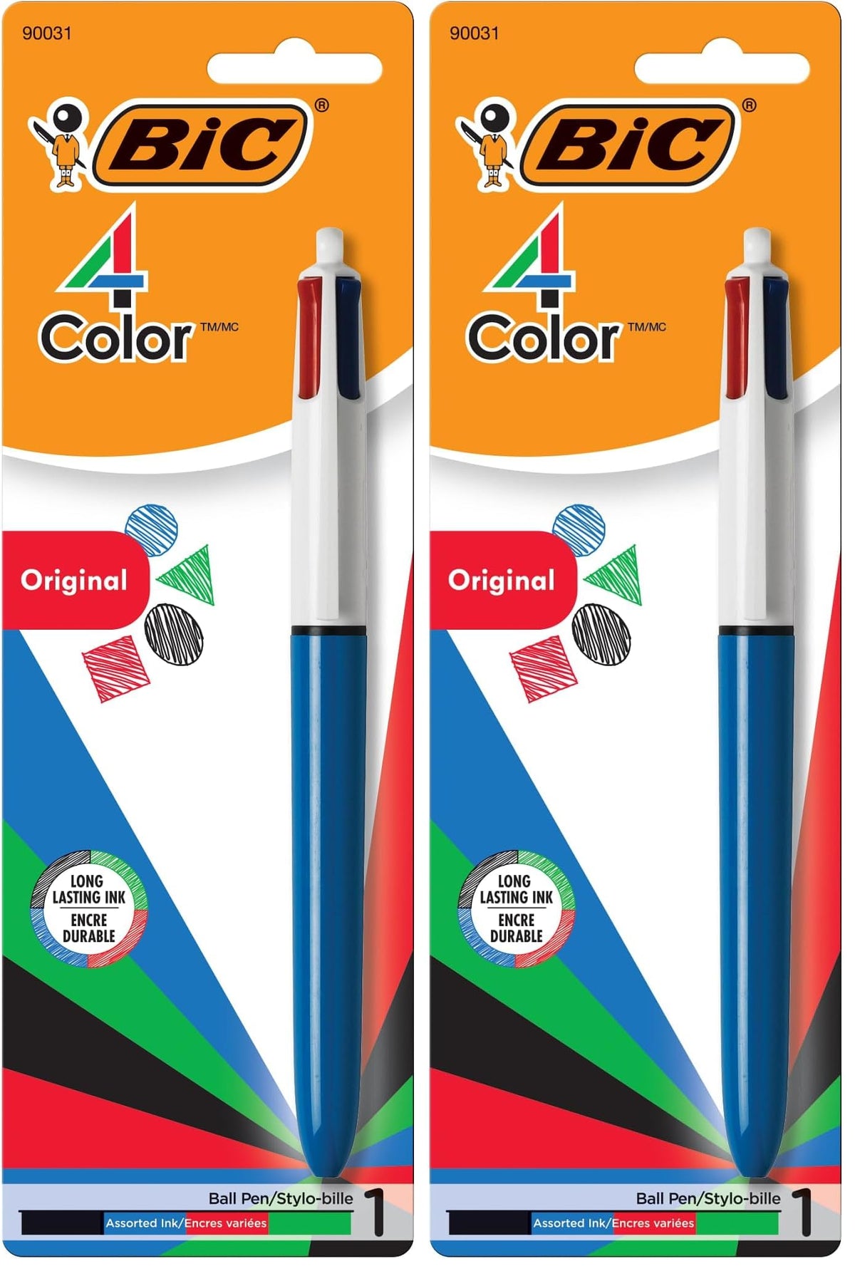 BIC 4-Color 3+1 Retractable Ballpoint Pen, 0.7 mm Pencil, 1 Count