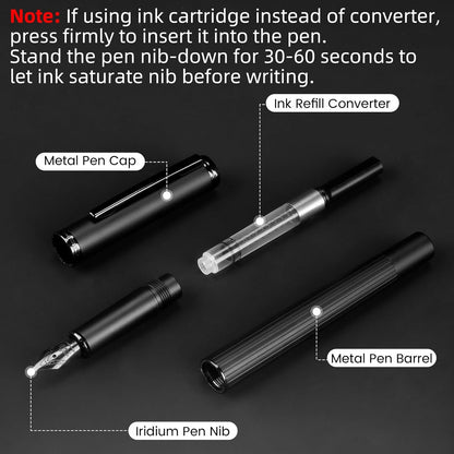 JINHAO Fountain Pen Fine Nib, Includes Ink Cartridges & Converter, Perfect Weight, Optimal Flow, No Skips