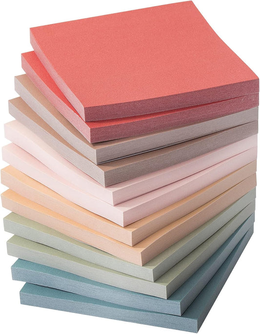 Mr. Pen- Sticky Notes, 3"x3", 12 Pads, 600 Sheets, Vintage Colors