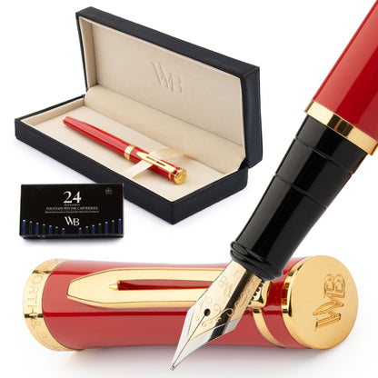 Wordsworth & Black Luxury Fountain Pen Set for Writing, Medium Nib, Black