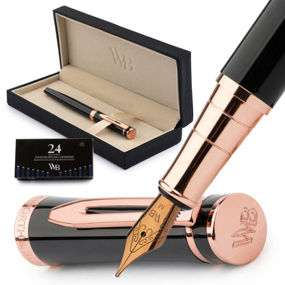 Wordsworth & Black Luxury Fountain Pen Set for Writing, Medium Nib, Black