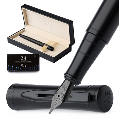 Wordsworth & Black Luxury Fountain Pen Set for Writing, Medium Nib, Black