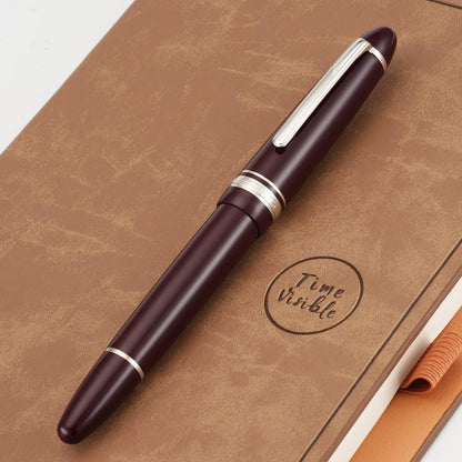 erofa Majohn P136 Piston Fountain Pen Flex Nib, Wine Red Resin Flexible Writing Pen Set