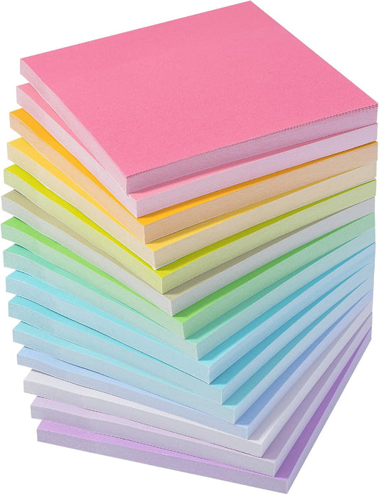 Mr. Pen- Sticky Notes, 3"x3", 15 Pads, 675 Sheets, Pastel Colors