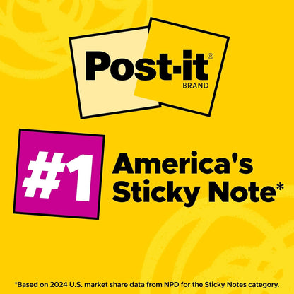 Post-it Super Sticky Notes, 3 x 3 in, Supernova Neons, 5 Pads