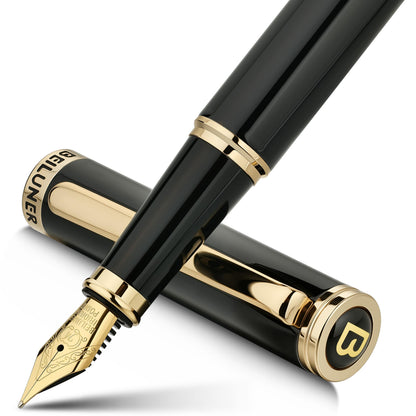 BEILUNER Blue Fountain Pen,Stunning Luxury Pens with 24K Gold Finish, Gorgeous 24K Gilded Nib(Fine), Trustworthy Pen Gift for Men&Women -Ink Converter-Elegant, Graduation,Nice Pen for Writing