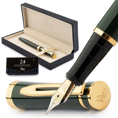 Wordsworth & Black Luxury Fountain Pen Set for Writing, Medium Nib, Black