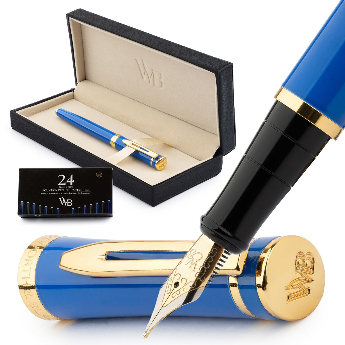 Wordsworth & Black Luxury Fountain Pen Set for Writing, Medium Nib, Black