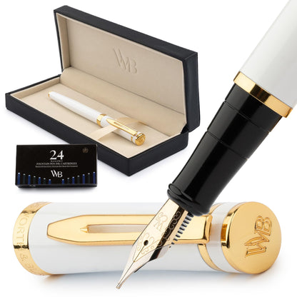 Wordsworth & Black Luxury Fountain Pen Set for Writing, Medium Nib, Black