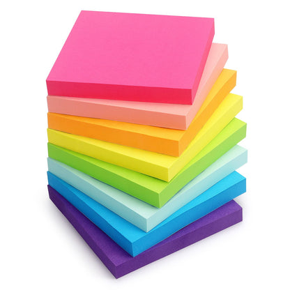 Sticky Notes 3x3 Inch, 8 Pads, Light Colors Self-Adhesive, 80 Sheets/Pad