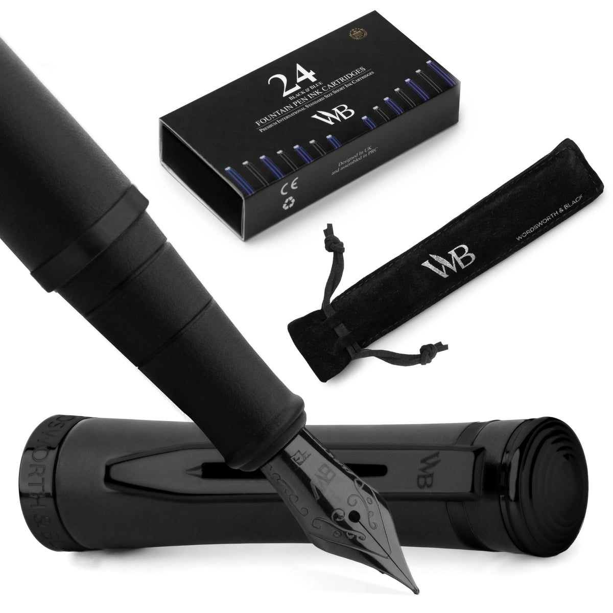 Wordsworth & Black Fountain Pen Set for Writing, Extra Fine Nib,Silver